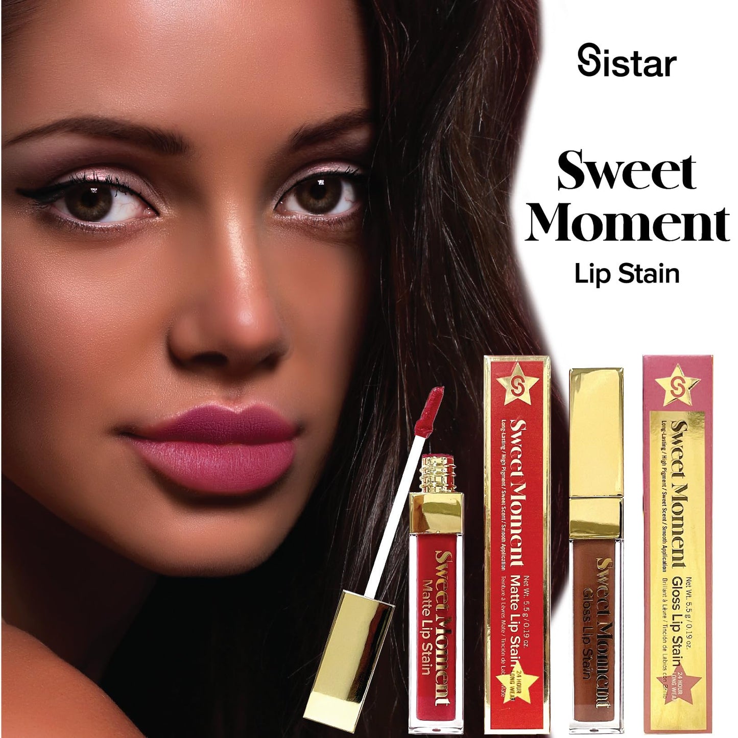 Sistar Sweet Moments Matte Lip Stain Long-Lasting Matte Finish Vivid High Pigment Colors Smooth and Sweet 1.5 mL / 0.05 fl. oz. (Attention) Beauty & Personal Care Sistar
