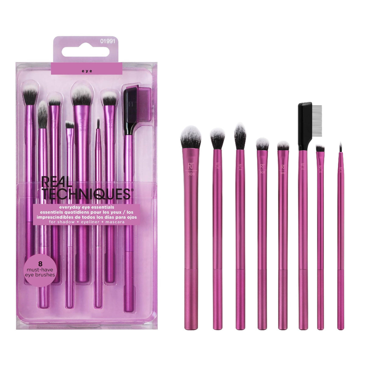 Real Techniques Everyday Eye Essentials, Eye Makeup Brushes, 8-Piece Set