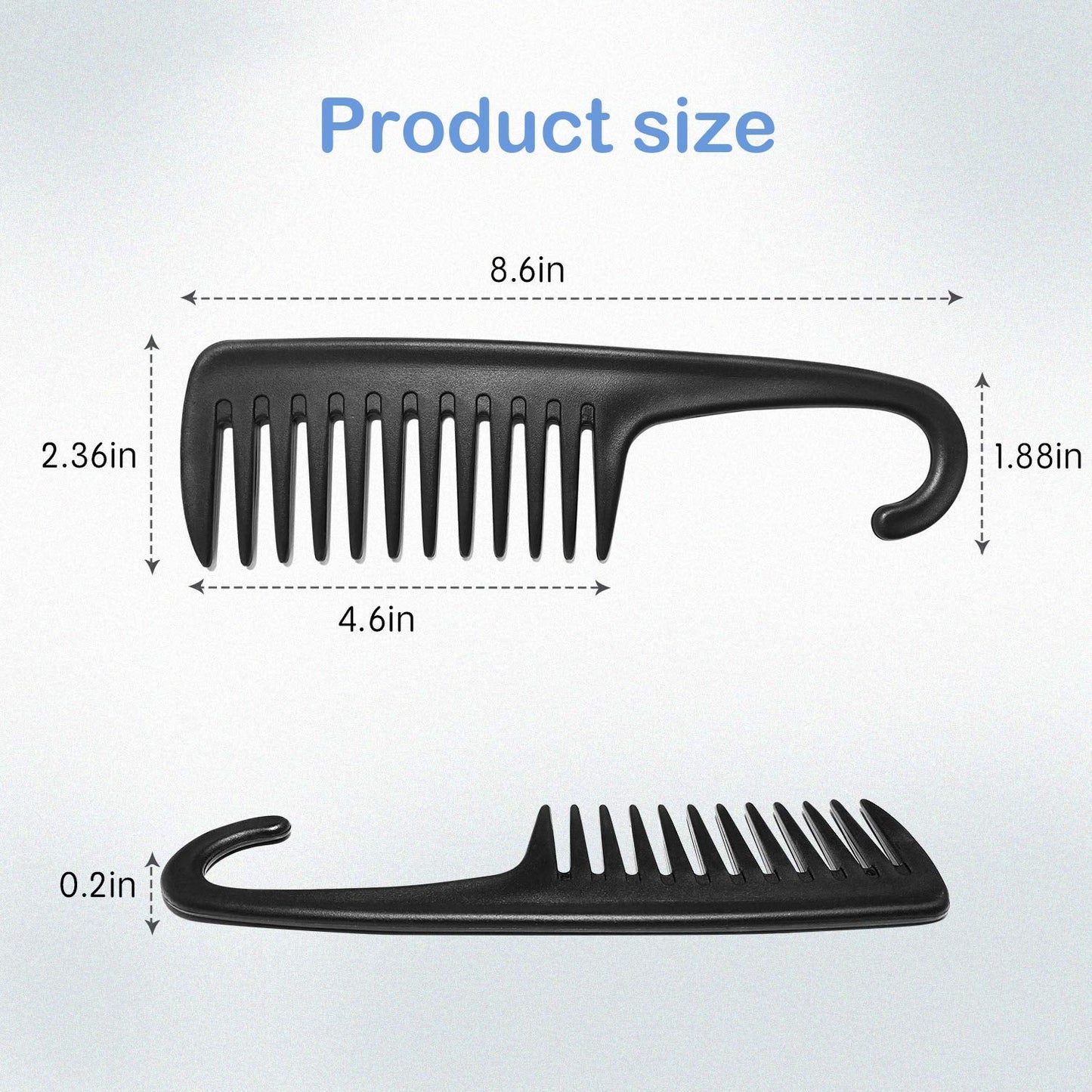Wapodeai Wide Tooth Comb Shower Comb With Hook, Good for Curly Hair Wet Dry, Premium Tangle Free Combs Black. Beauty & Personal Care Wapodeai