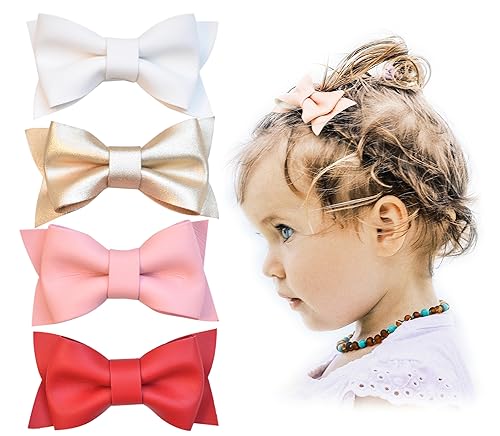 California Tot Non Slip Fully Lined Alligator Faux Leather Bow Hair Clips in Assorted Pack (Deluxe) Beauty & Personal Care California Tot