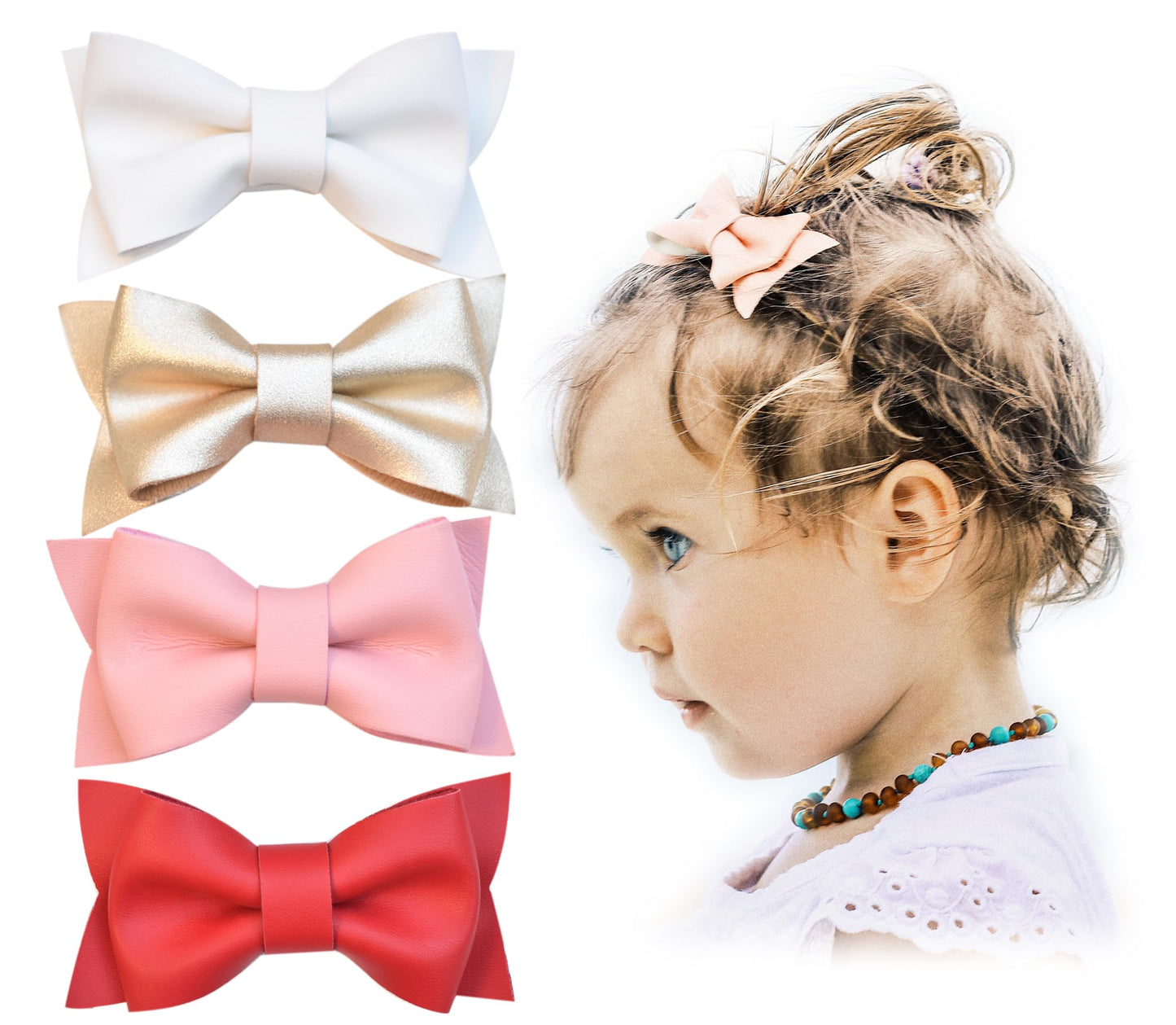 California Tot Non Slip Fully Lined Alligator Faux Leather Bow Hair Clips in Assorted Pack (Deluxe) Beauty & Personal Care California Tot