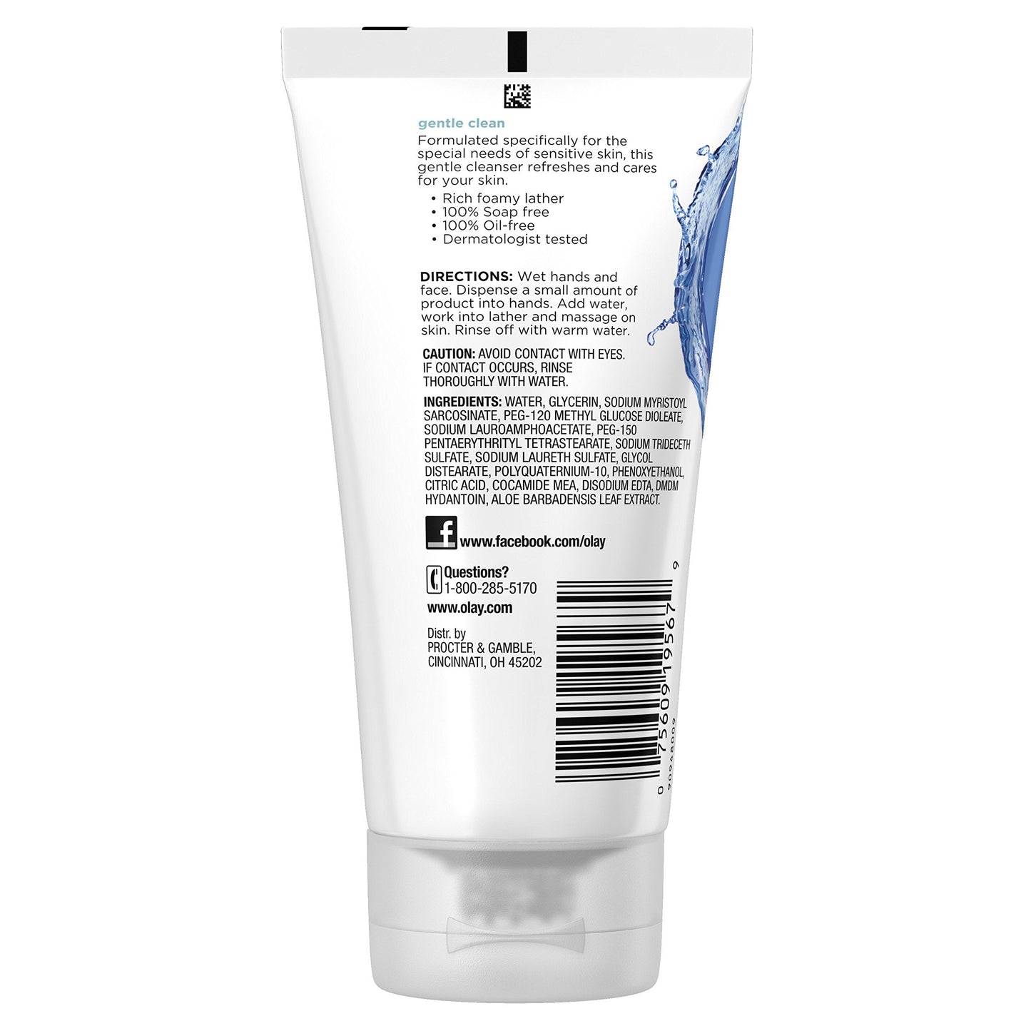 Olay Gentle Clean Foaming Face Cleanser for Sensitive Skin Tube, 5.0 oz Beauty & Personal Care Olay