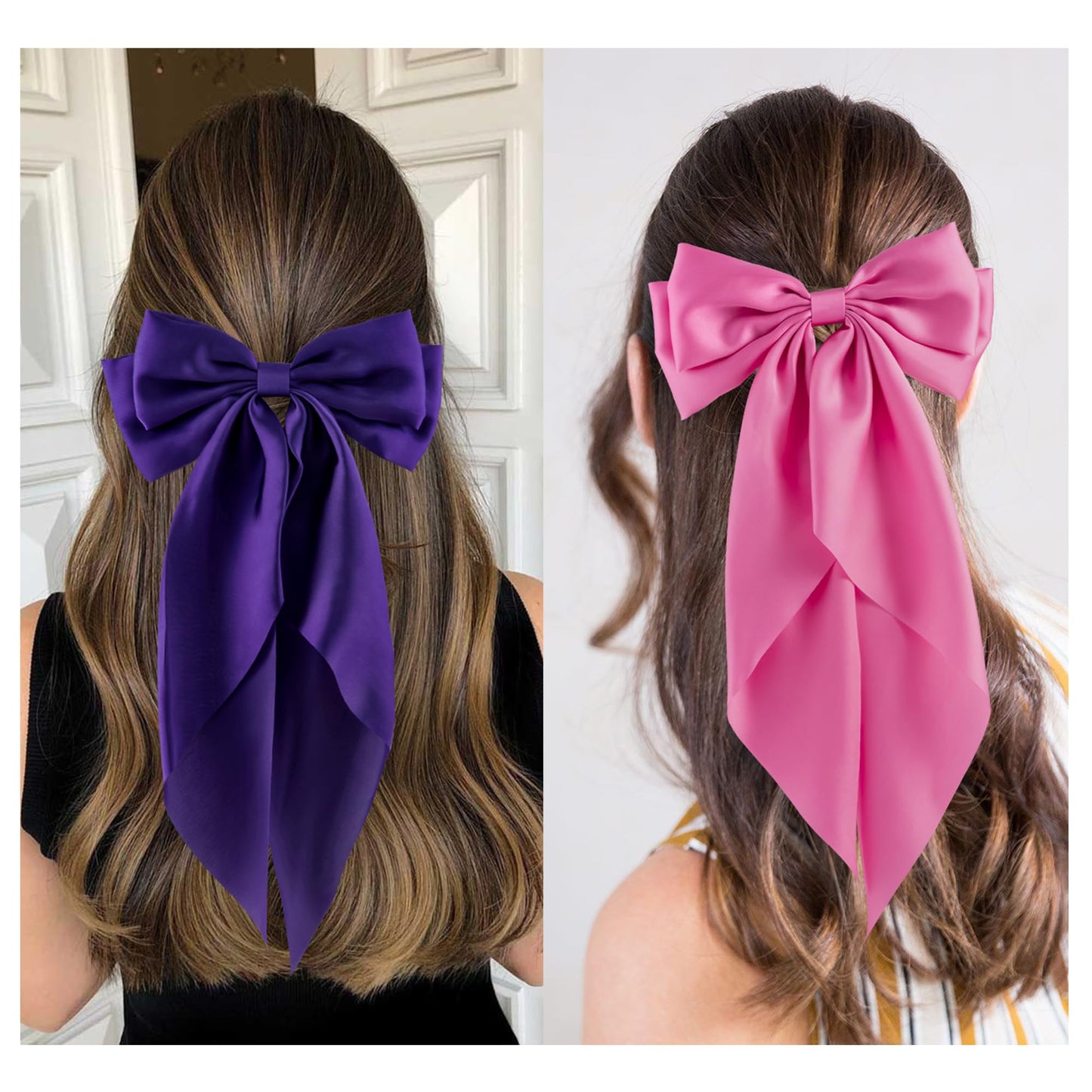 hisial 6Pcs Large Bows Hair Clips for Women Girls Long Tail Hair Ribbon Silky Satin Barrettes Coquette Hair Bows Accessories Beauty and Personal Care hisial
