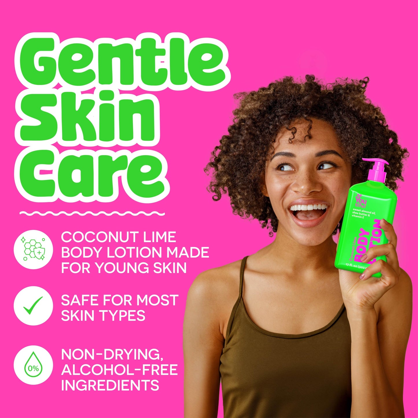 BeYoutiful Coconut Lime Super Smooth Body Lotion for Dry Skin, Natural Hydrating Moisturizer for Kids and Teens, Cruelty Free Skin Care, 17oz Beauty & Personal Care BeYoutiful