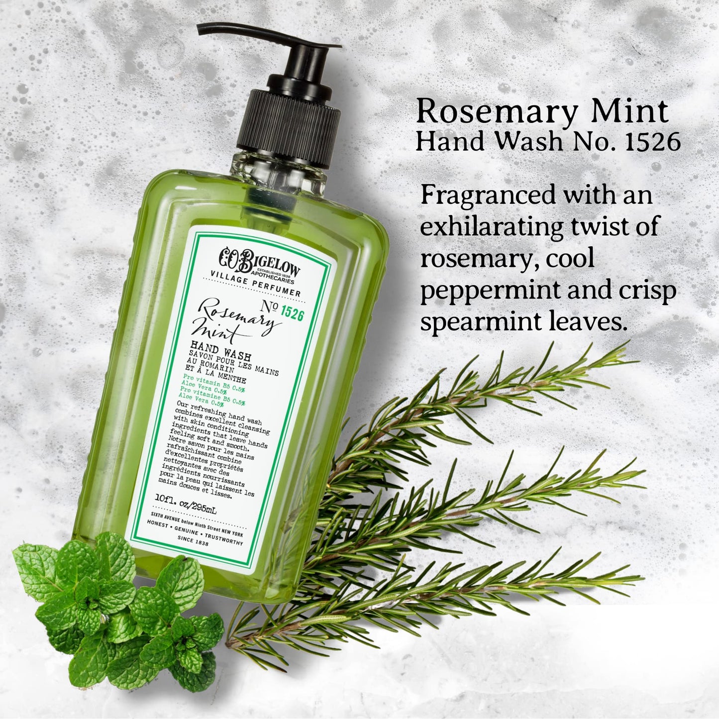 C.O. Bigelow Rosemary Mint Hand Wash, Village Perfumer Liquid Hand Soap with Aloe Vera & B5, 10 Fl Oz Beauty & Personal Care C. O. Bigelow