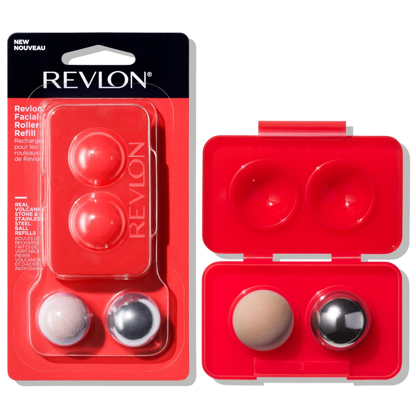 Revlon Oil Absorbing & Cooling Facial Roller Refill Pack with Volcanic & Stainless Steel Stones in Storage Case, Eco-Friendly, Easy to Clean, 1 count Beauty & Personal Care REVLON