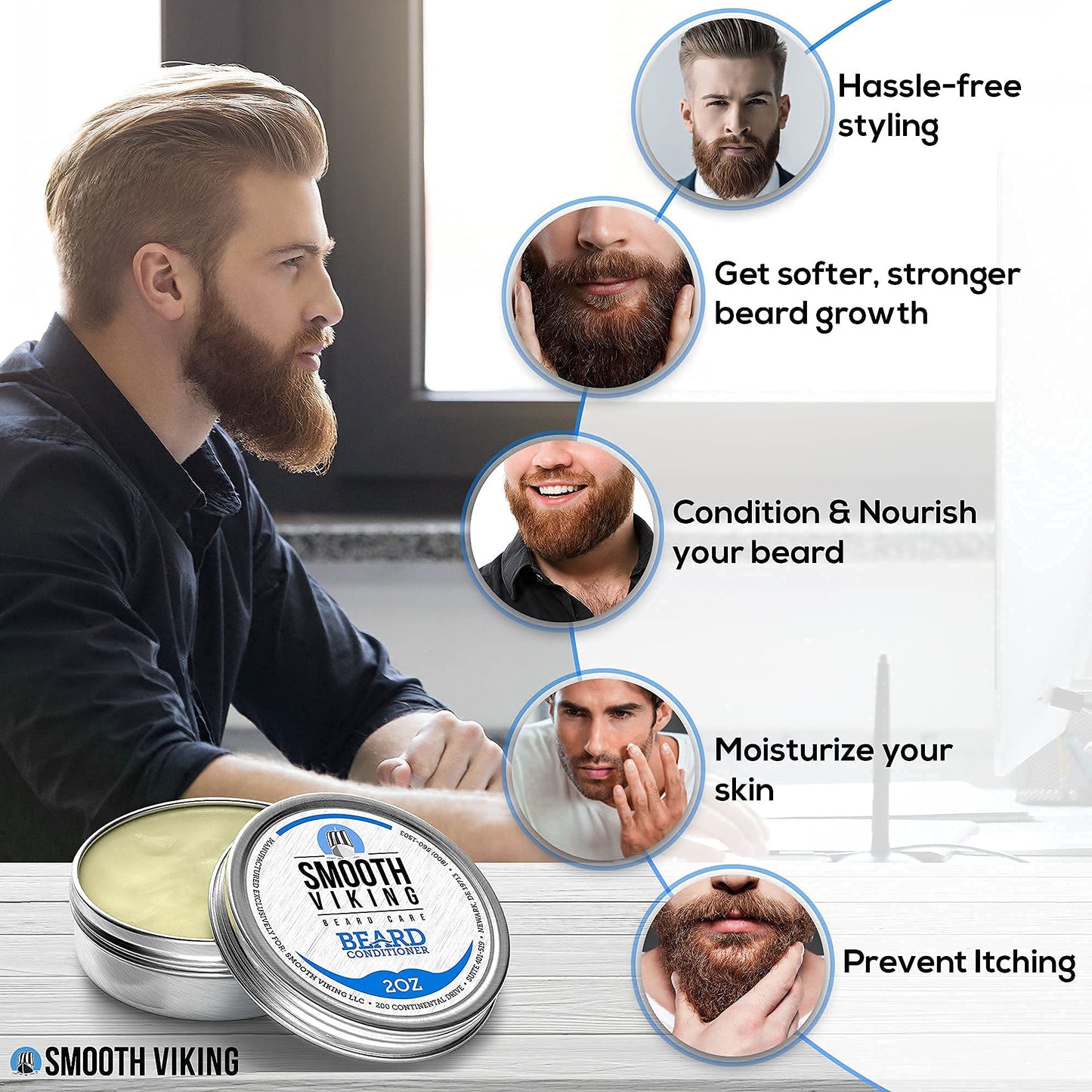Vikings Beard Conditioner for Men - Ultimate Care for Silky Smooth Beard and Mustache, Softener with Leave-In Lotion/Cream (2 Oz) Beauty & Personal Care SMOOTH VIKING BEARD CARE