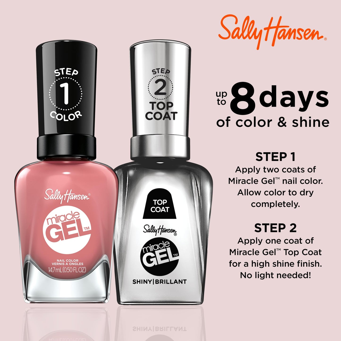 Sally Hansen Miracle Gel™, Mauve-olous, Long Lasting, Gel-Like Formula, No UV Lamp Needed, Pink Nail Polish Beauty & Personal Care Sally Hansen