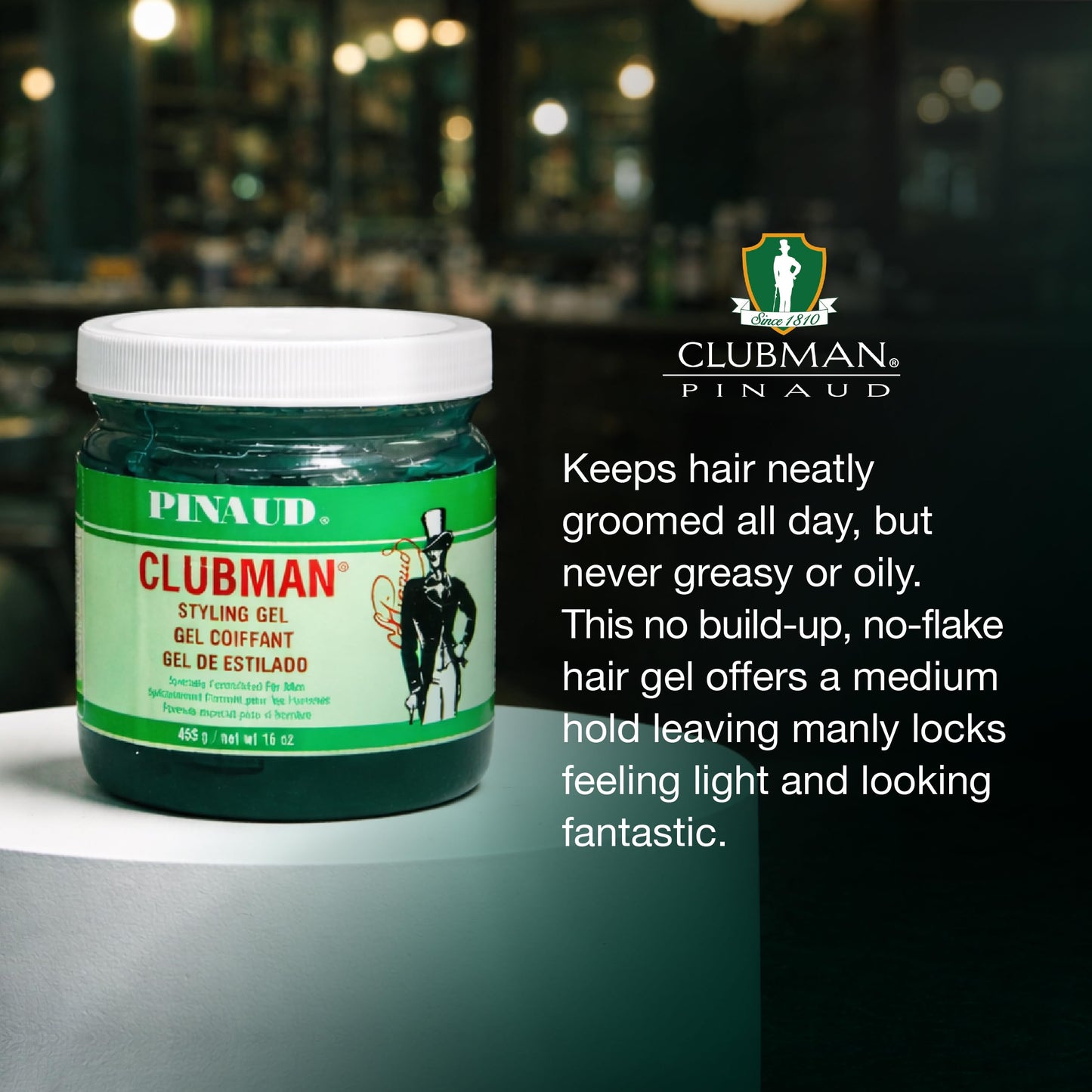 Clubman Pinaud Hair Styling Gel - Regular Hold & High Shine Hair Gel for Men, Alcohol-Free Formula, Men's Grooming, 16 oz Beauty & Personal Care Clubman