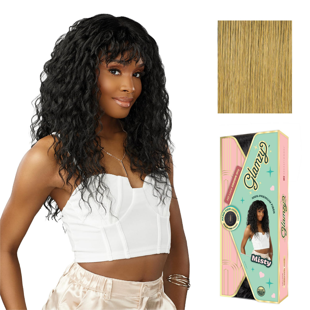 Sensationnel Glamzy Lace Crown Wig-Misty, CARAMELBLONDE