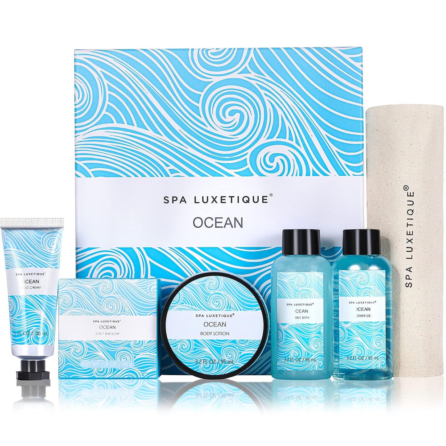 Spa Luxetique Spa Gift Set for Women,Ocean Spa Set Includes Body Lotion, Shower Gel,Bubble Bath, Hand Cream,Bath Gifts for Women, Mothers Day Gifts Beauty and Personal Care spa luxetique