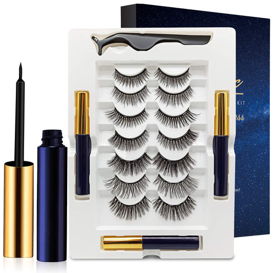 Magnetic Eyelashes with Eyeliner Kit - DUOERLA Magnetic Lashes with Eyeliner Natural Looking - 3 Tubes Magnetic Eyeliner and Lashes Kit, 7 Pairs 3D Beauty & Personal Care DEL DUOERLA
