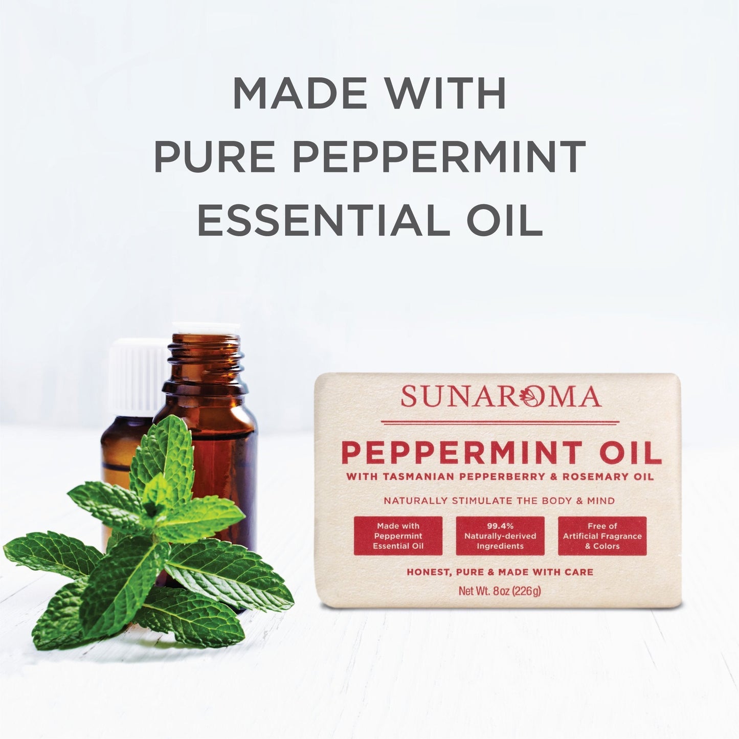 Sunaroma Peppermint Oil W/ Tasmanian Pepperberry and Alpine Rose Soap (8 Ounce) Beauty & Personal Care SUNAROMA