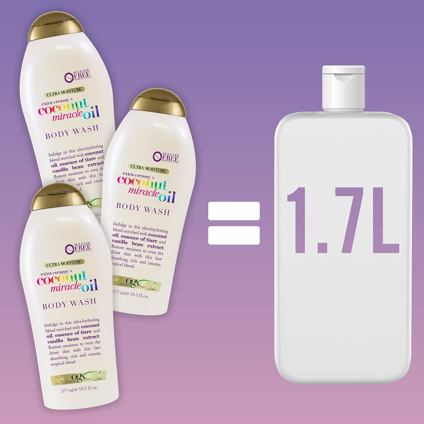 OGX Extra Creamy + Coconut Miracle Oil Ultra Moisture Body Wash, 58.5 Fl Oz, Pack of 3 Beauty & Personal Care OGX