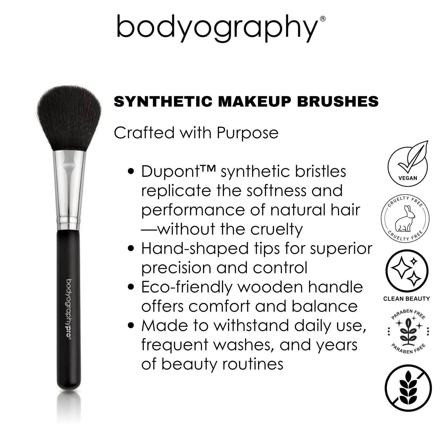 Bodyography Professional Buffing Brush for Foundation & Powder | Dense Synthetic Bristles for Airbrushed Finish | Versatile Use with Cream, Liquid Beauty & Personal Care Bodyography