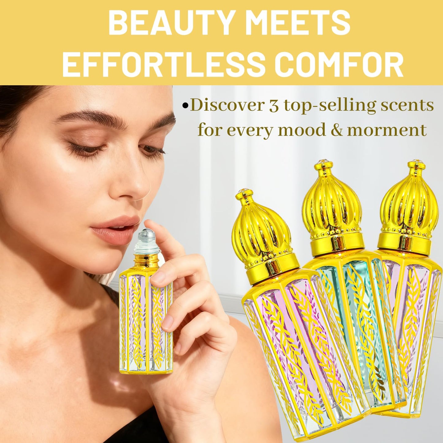 MR.A 3Pack Arabian Perfume for Women, Arabic Long Lasting Roll On Parfum Oils Gift Set, Luxury Arab Parfume Oil for Women Travel Mini Size, Eau de Beauty & Personal Care MR.A