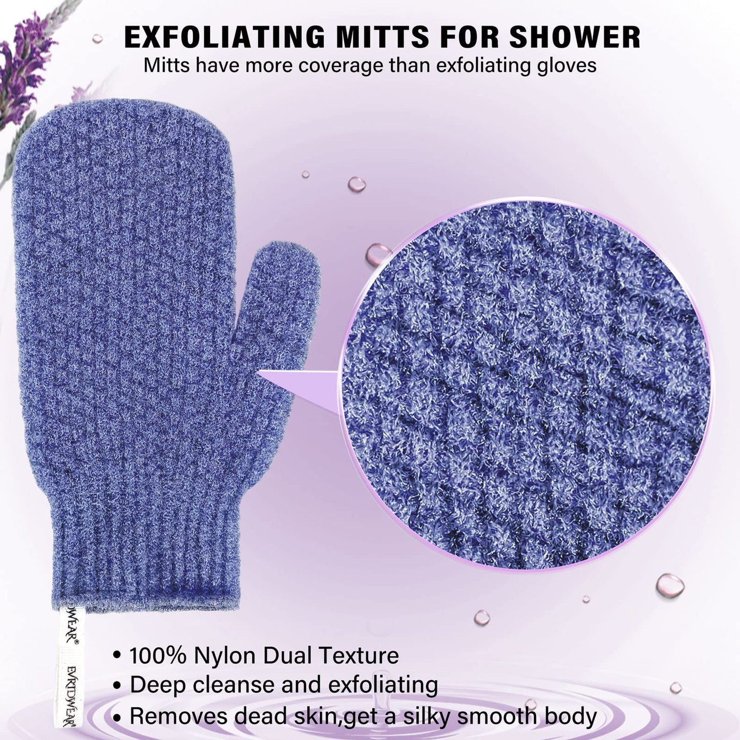 Evridwear Shower Exfoliating Mitts, Deep Cleanse Bathing Scrub Gloves Self Tan Scrubber Mitten Dead Skin Remover for Men and Women,1 Pair Heavy Beauty & Personal Care Evridwear