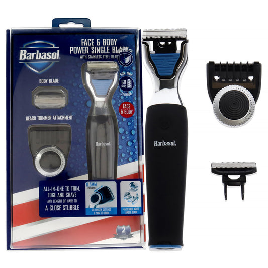 Barbasol Rechargeable Electric Wet and Dry Single Blade Shaver with Stainless Steel Blades and Adjustable Beard Trimmer Attachment Beauty and Personal Care Barbasol