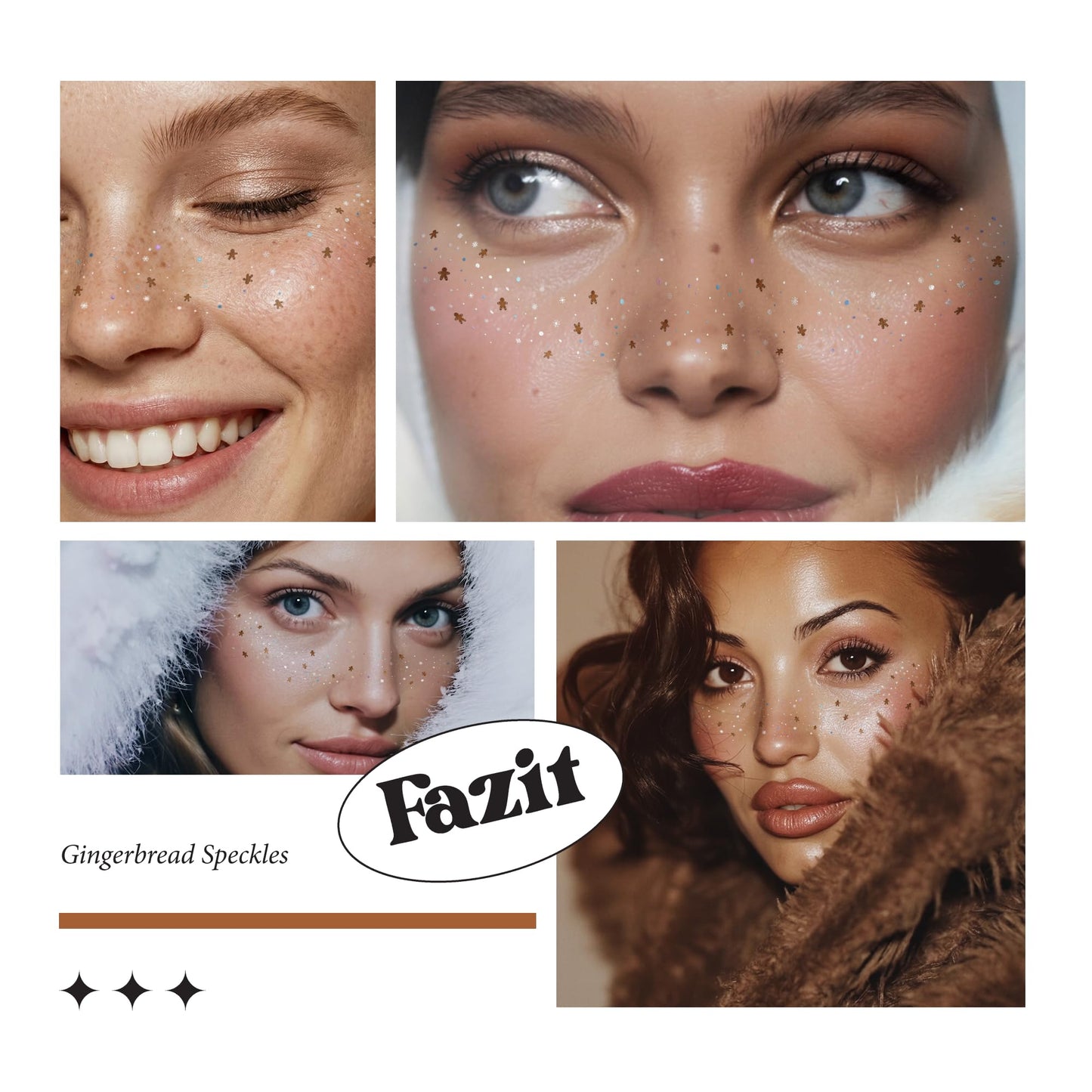 Fazit Makeup Patches - Gingerbread Speckles - Glow Up Make-Up Patches - Cute Glitter Makeup Accessories for Women - Cosmetic Glitter for Face Beauty & Personal Care Fazit