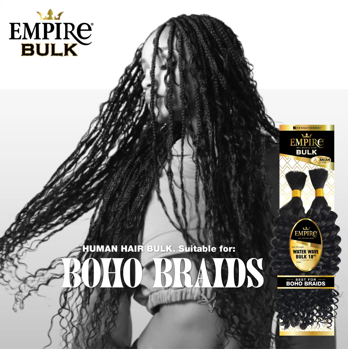 Sensationnel Empire Bulk Braiding-Water Wave,18 inch, 30 LIGHTAUBURN