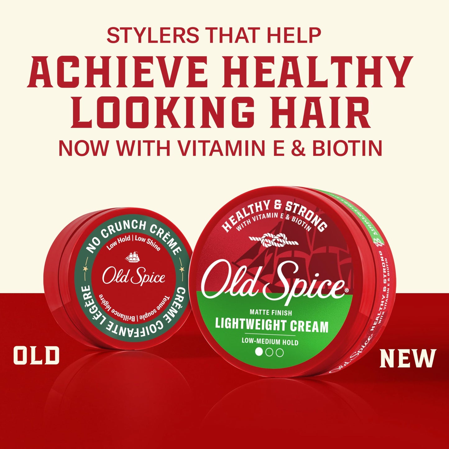 Old Spice Mens Hair Cream, Lightweight Cream, Healthy & Strong with Vitamin E & Biotin, Mens Hair Styling, Low-Medium Hold, Matte Finish, 2.22 oz Beauty & Personal Care Old Spice