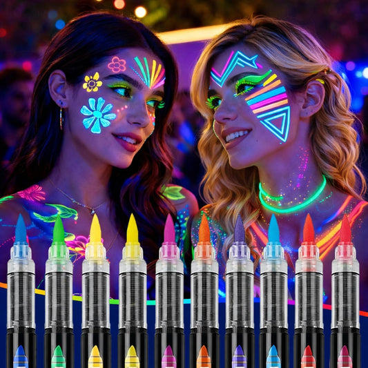 10 Colors Glow in the Dark Body Paint Markers, Fluorescent UV Face and Body Painting Pens Kit Neon Sticks for Adult Glow Party, Halloween, Cosplay Beauty & Personal Care GIFTMISSU