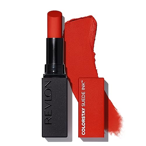Revlon Lipstick, ColorStay Suede Ink, Built-in Primer, Stocking Stuffer for Women, Waterproof, Smudge-proof, Matte Color, 014 Spit Fire, 0.09 oz Beauty & Personal Care REVLON