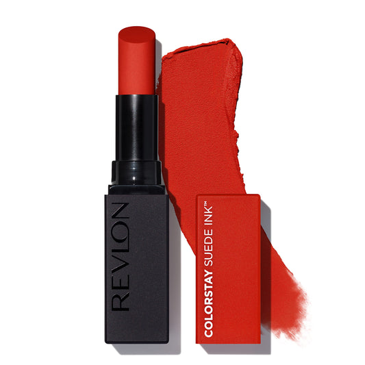Revlon Lipstick, ColorStay Suede Ink, Built-in Primer, Stocking Stuffer for Women, Waterproof, Smudge-proof, Matte Color, 014 Spit Fire, 0.09 oz Beauty & Personal Care REVLON