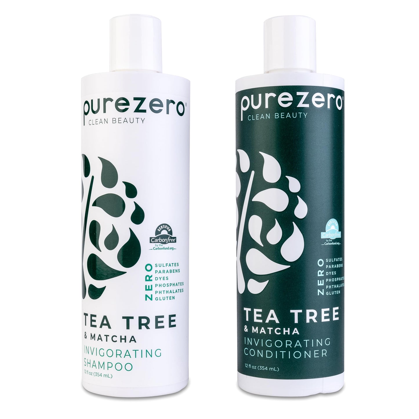 Purezero Tea Tree & Matcha Shampoo and Conditioner Set - Nourishing & Invigorating Scalp Treatment - Zero Sulfates, Parabens, Dyes Vegan and Cruely Beauty & Personal Care Purezero