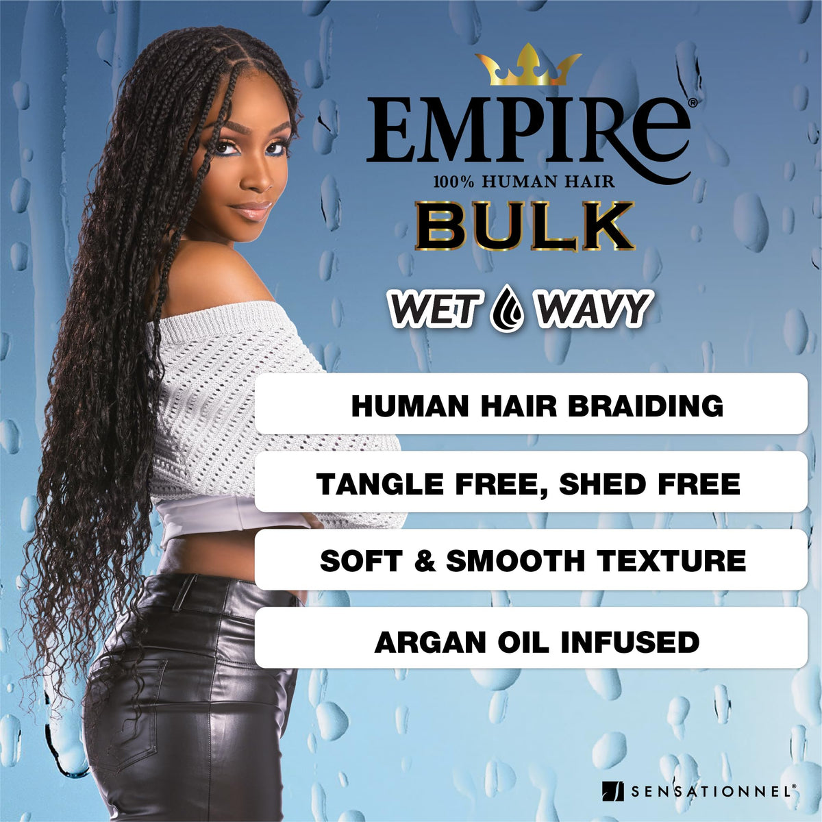 Sensationnel Empire Bulk Braiding-Wet and Wavy Deep,1pk 18in, 1B OFFBLACK