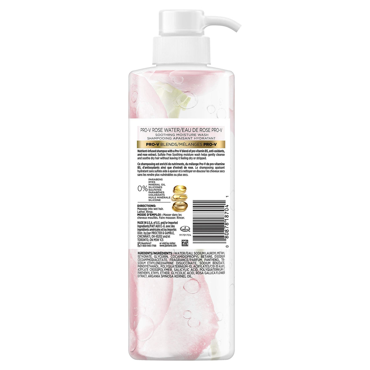 Pantene, Shampoo, Sulfate, Paraben and Dye Free, Pro-V Blends, Soothing Rose Water, 17.9 fl oz Beauty & Personal Care Pantene