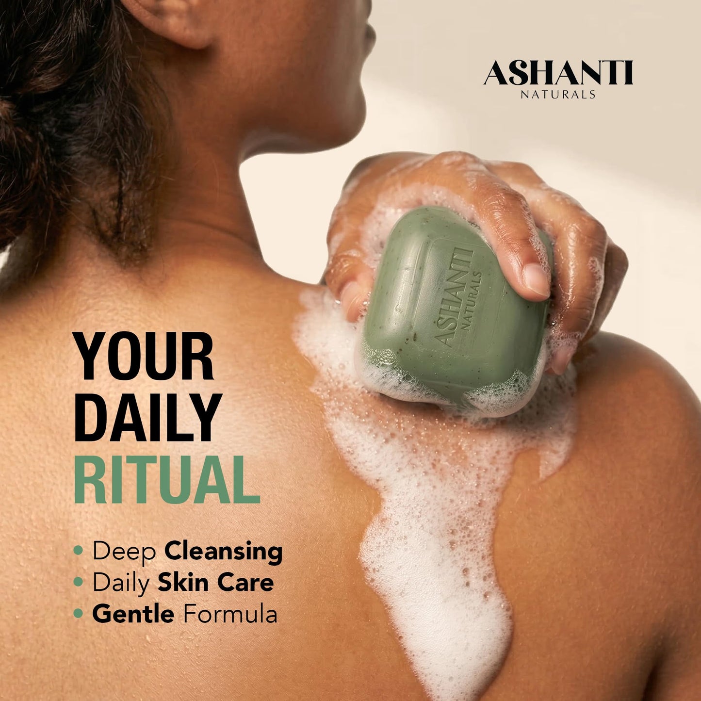 Ashanti Naturals Green Tea Soap Bar 2-Pack | Detoxing Natural Soap with Shea Butter, Olive Oil & Haxel Extract - 5 oz Beauty & Personal Care Ashanti Naturals