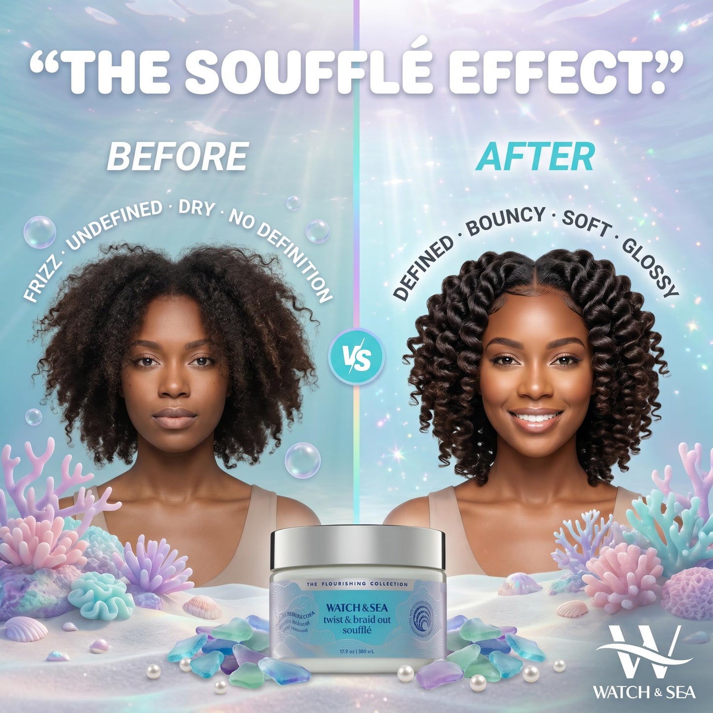 Watch & Sea Twist & Braid Out Soufflé - Nourishing Ingredients with Seaweed and Sea Kelp - Twist and Braid Cream for All Hair Types - 12 oz Beauty & Personal Care WATCH & SEA BEAUTY