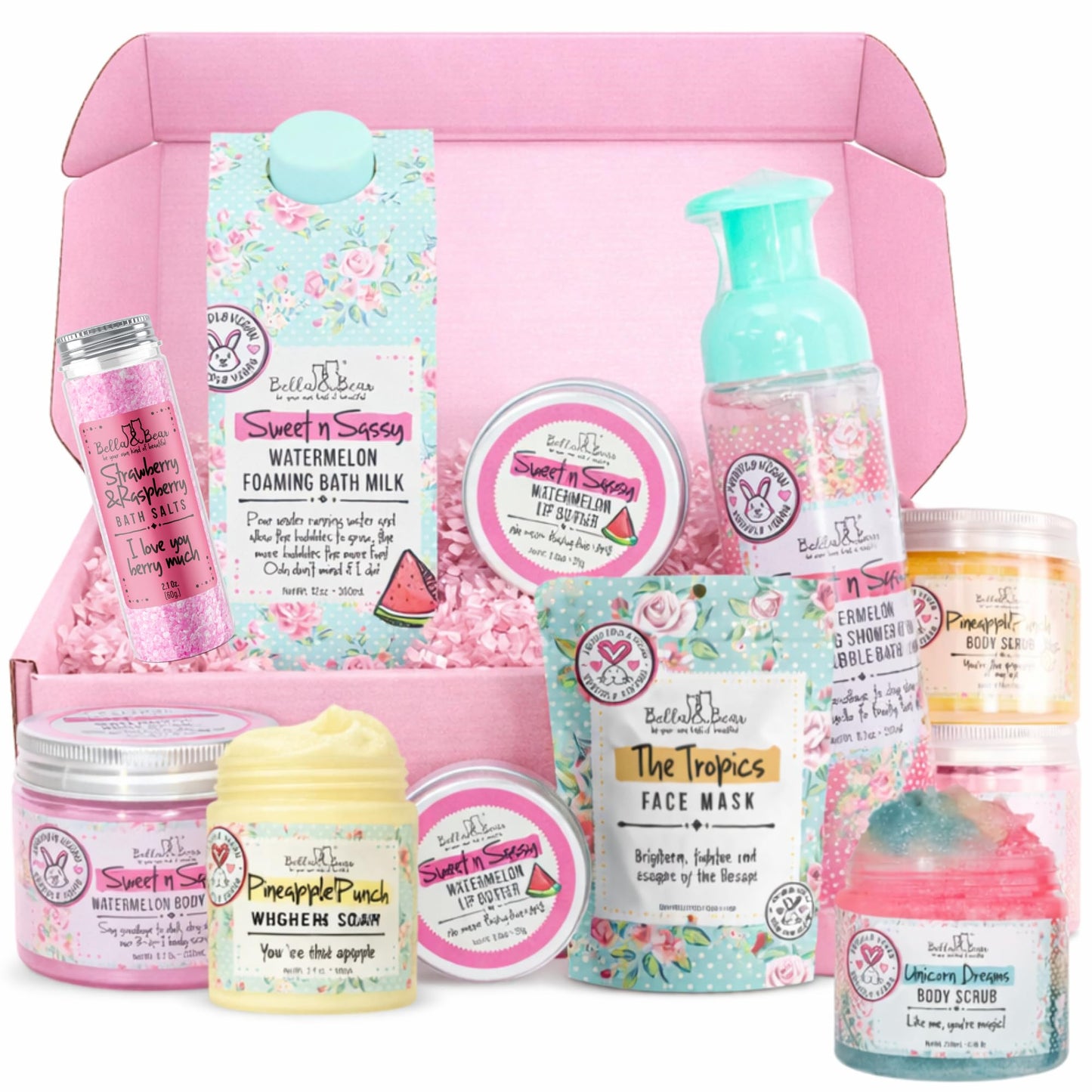 Bella & Bear Spa Gift Set for Girls & Teens - Over $90 Value Beauty Mystery Box - 10-12 Full & Travel Size Bath, Body & Skincare - Birthday & Holiday Beauty and Personal Care Bella and Bear