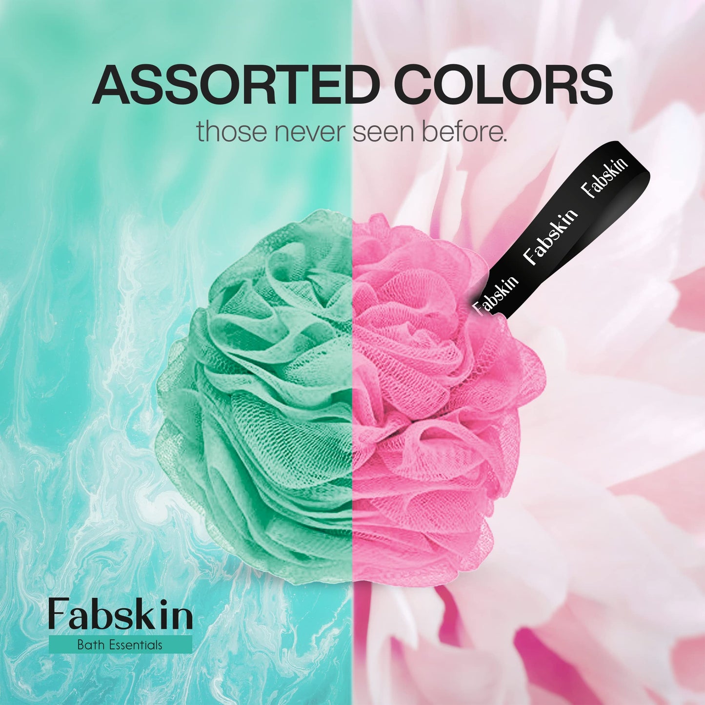 FABSKIN Luxury Bathing Round Loofah for Men and Women (Aqua and Pink) Beauty and Personal Care FABSKIN