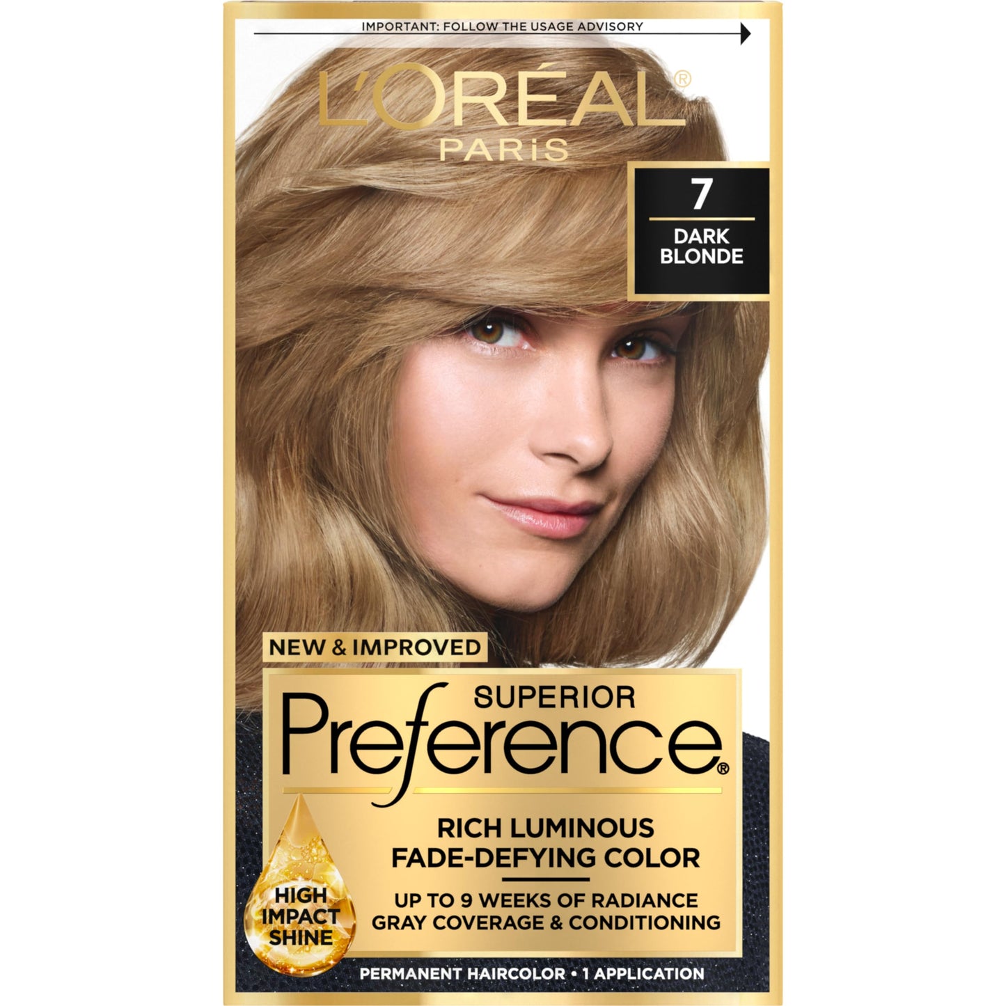 L'Oreal Paris Superior Preference Luminous Fade-Defying Permanent Hair Color, Hair Dye For Up to 9 Weeks of Radiance, Dark Blonde 7, 1 Hair Dye Kit Beauty & Personal Care L'Oreal Paris