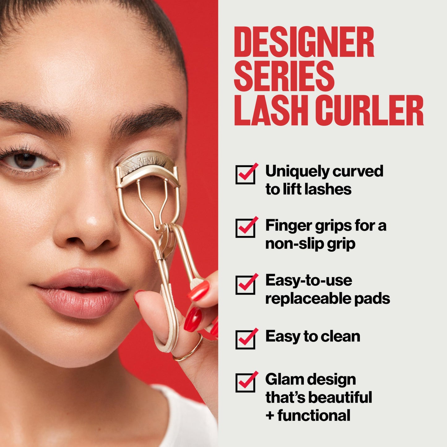Revlon Designer Series Lash Curler, Eyelash Lift for an Eye Opening Look, with Finger Grips for a Non Slip Grip, Easy to Use, 1 Count Beauty & Personal Care REVLON