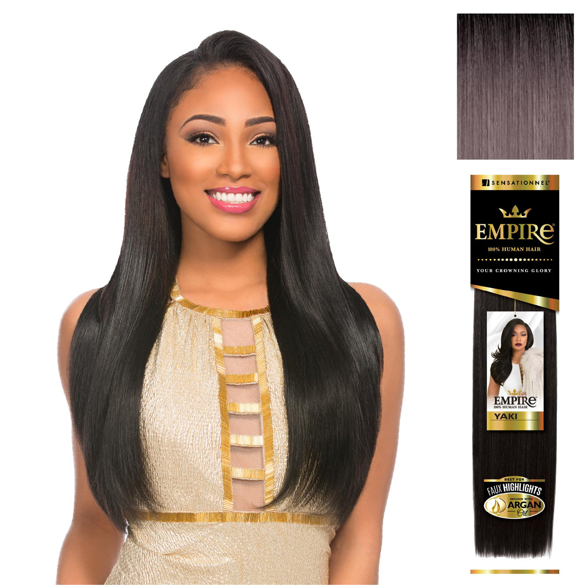 Sensationnel Empire Yaki Human Hair,1 Pack 14 inch, T1B/MATTELAVENDER