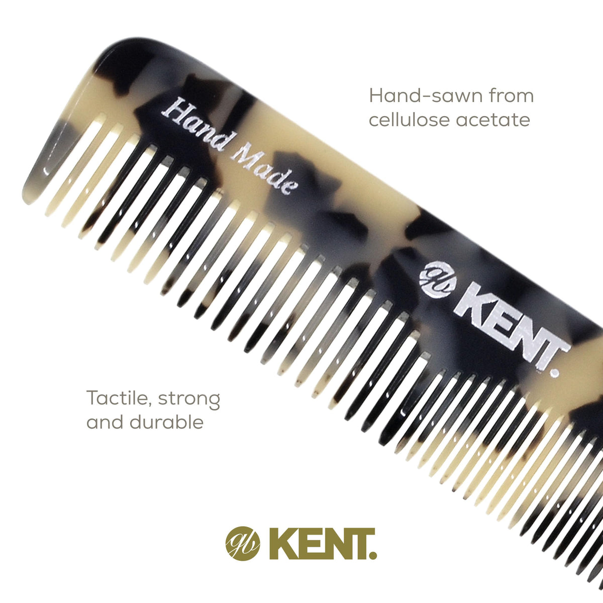 Kent OT TW Pocket Comb - Handmade Fine and Wide Tooth Hair Comb for Men, Women, and Kids - Travel, Beard, and Mustache Comb - Saw Cut and Hand