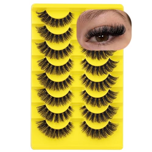 ALICE Cat Eye Lashes Russian Strip Lashes False Eyelashes Clear Band Eyelashes Dramatic Faux Mink Lashes 8 Pairs Beauty & Personal Care ALICE