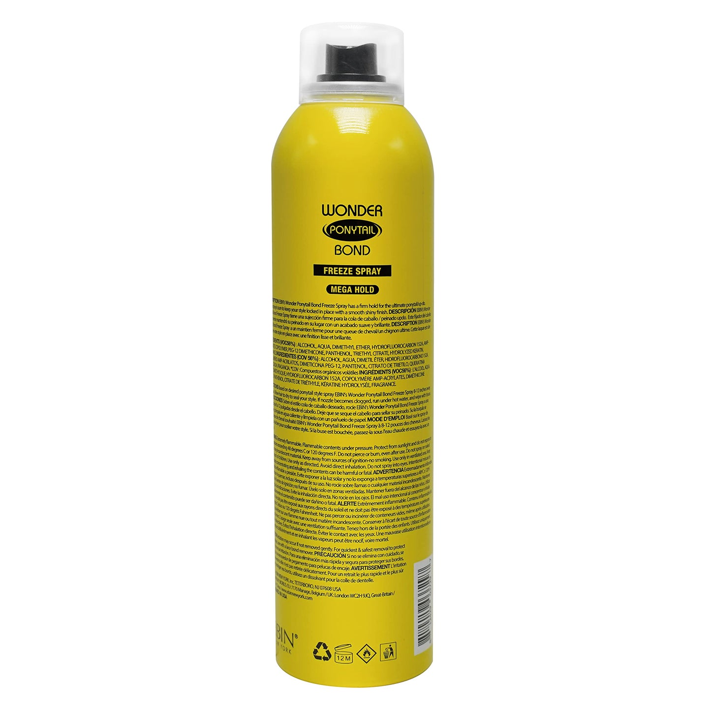 EBIN NEW YORK Wonder Ponytail Bond Freeze Spray Extra Mega Hold - Fine Hair 8oz/ 245ml | Long Lasting Hold, 24-Hour Frizz Control, Shine Enhancing Beauty & Personal Care EBIN NEW YORK