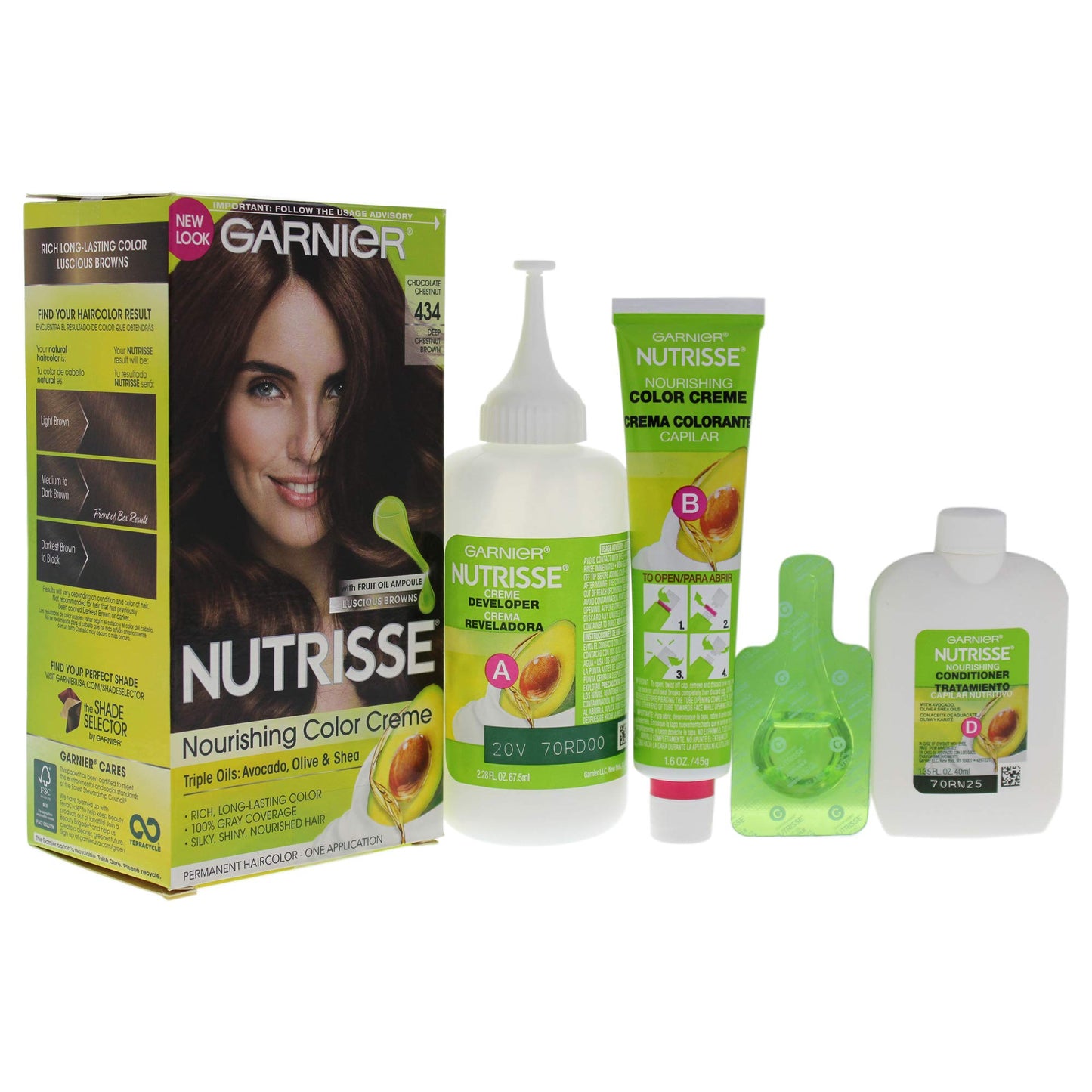 Garnier Nutrisse Nourishing Hair Color Creme, 434 Deep Chestnut Brown (Chocolate Chestnut) (Packaging May Vary) Beauty & Personal Care Garnier