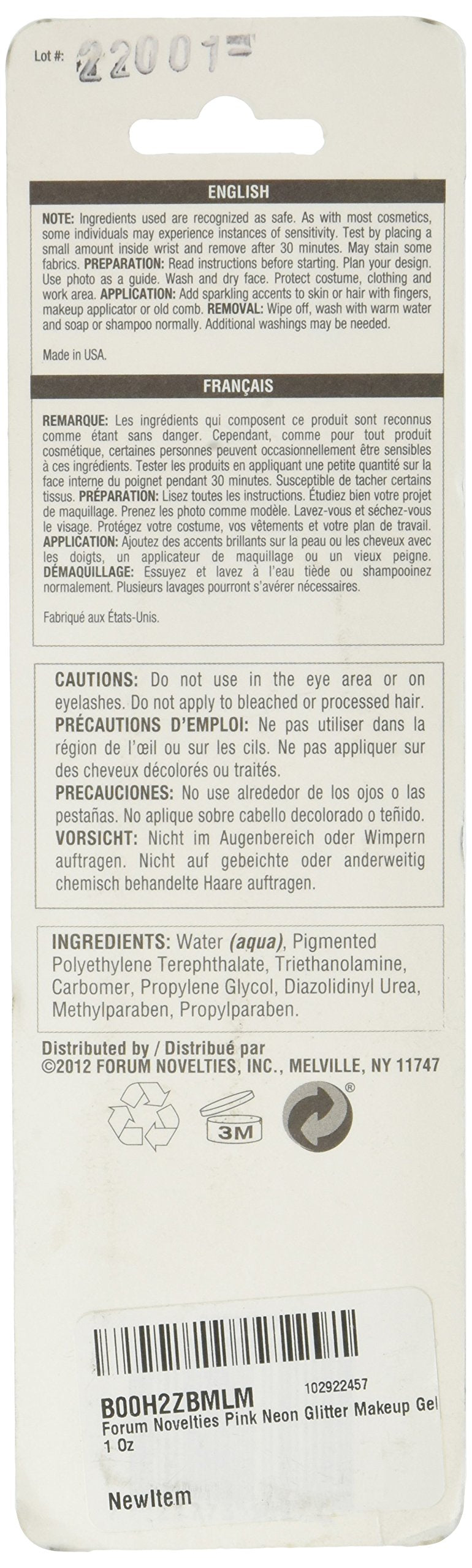 Forum Novelties 68271 Pink Neon Glitter Makeup Gel, 1 oz., One Size, Orange Beauty & Personal Care Forum Novelties