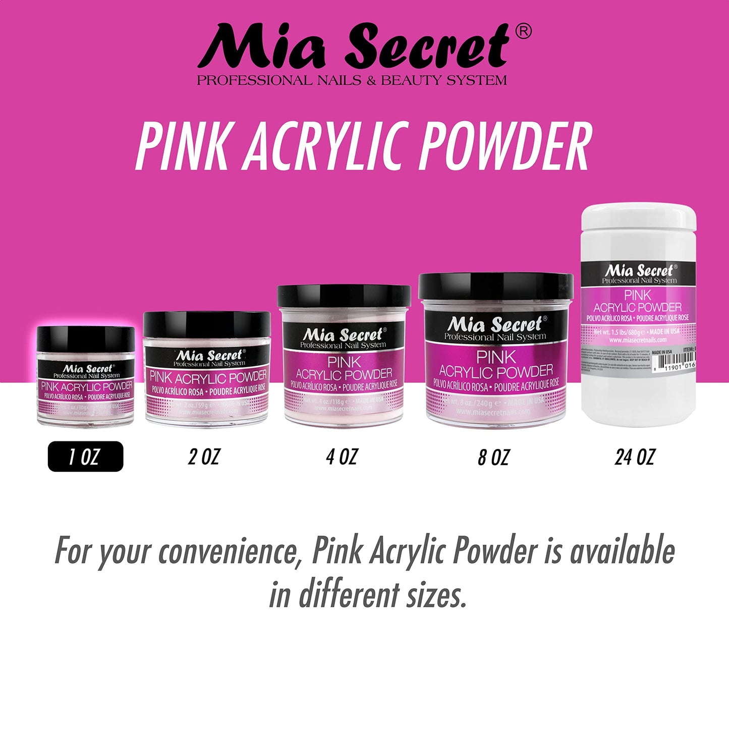 Mia Secret Professional Acrylic Nail System Pink Acrylic Powder 1 OZ Beauty & Personal Care Mia