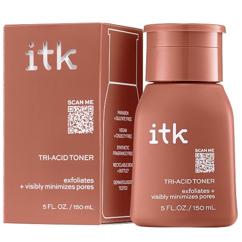 ITK Tri-Acid Facial Toner with AHA, BHA, PHA + Niacinamide - Exfoliate Face + Minimize Pores - Salicylic + Lactic Acid - Brighten Dark Spots + Glow, 5 Beauty & Personal Care ITK