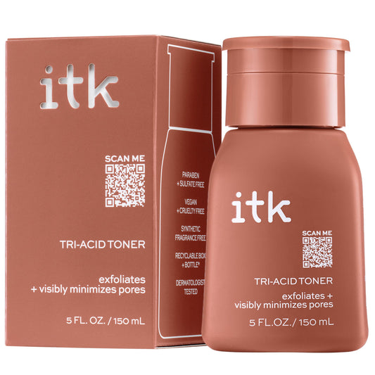 ITK Tri-Acid Facial Toner with AHA, BHA, PHA + Niacinamide - Exfoliate Face + Minimize Pores - Salicylic + Lactic Acid - Brighten Dark Spots + Glow, 5 Beauty & Personal Care ITK