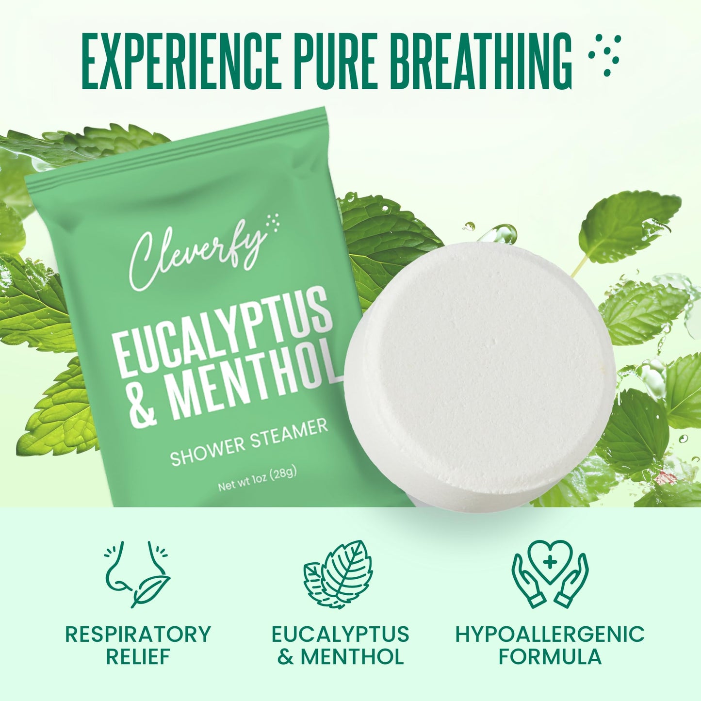 Cleverfy Eucalyptus for Shower Steamers Aromatherapy - Birthday Gifts for Men and Women - for Sinus Relief and Congestion - 18 Tablets Beauty and Personal Care CLEVERFY