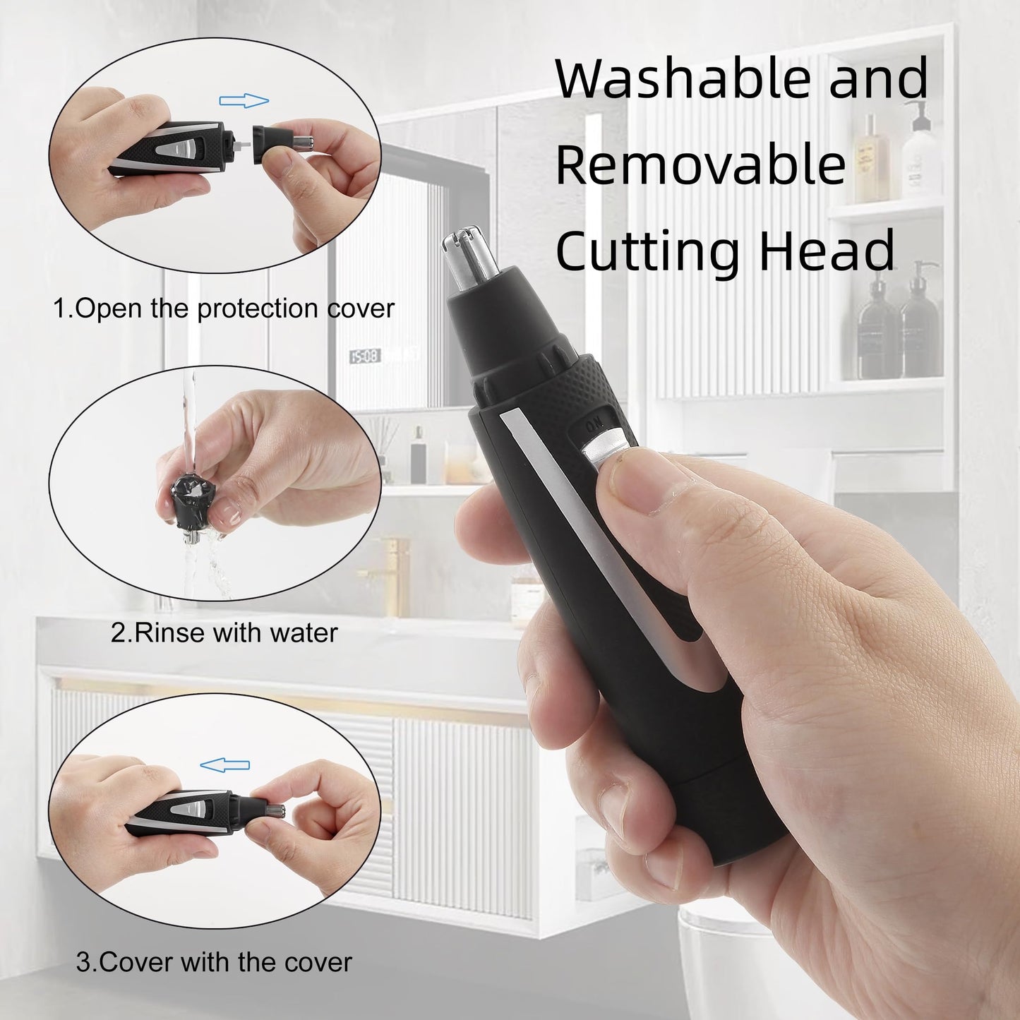Ear and Nose Hair Trimmer Clippers: 2026 Professional Painless Eyebrow & Facial Hair Trimmers Remover for Men Women, Battery Operated Nasal Clipper Beauty and Personal Care Sodynee