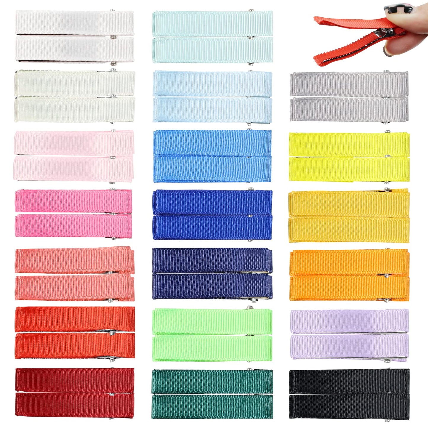 Lawie 40 Pack Bulk 5 CM 2 Inch Ribbon Grosgrain Cloth Fabric Cover Fully Lined Small Metal Alligator Duckbill Hair Clips Mini Soft Barrettes Hair Pins Beauty & Personal Care Lawie