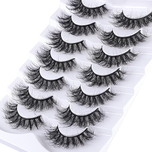 Mebver Lashes Eyelashes 8D Fluffy False Eyelashes Wispy Faux Mink Lashes Light Weight Fake Eyelashes Cat Eye Lashes 7 Pairs Pack, Black Beauty & Personal Care Mebver